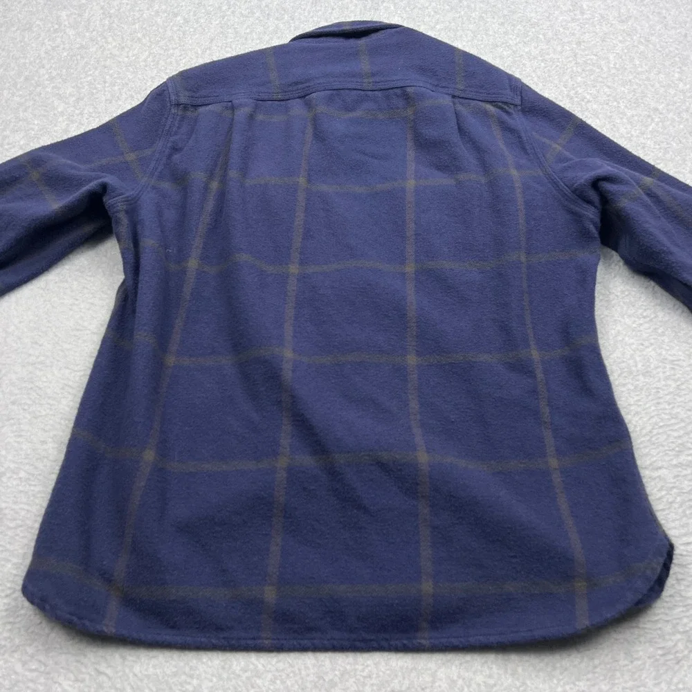 Wallace & Barnes Shirt Mens Medium Blue Windowpane Heavy Flannel Button Up K2518